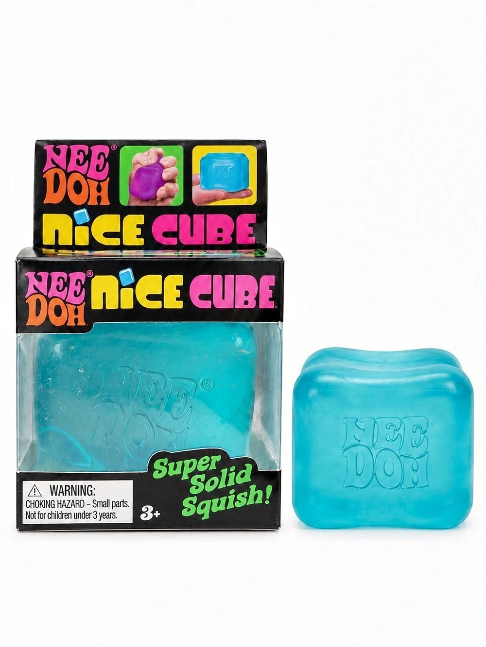 NeeDoh Nice Cube Super Solid Squish Blue Fidget Toy Schylling NEW